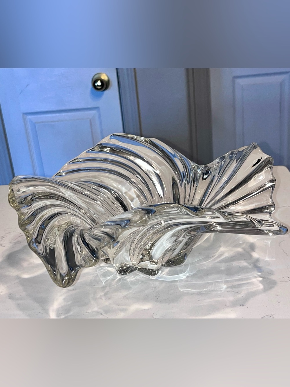 Vintage Mikasa Belle Epoque Crystal Swirl Large Centerpiece Fruit Bowl Germany